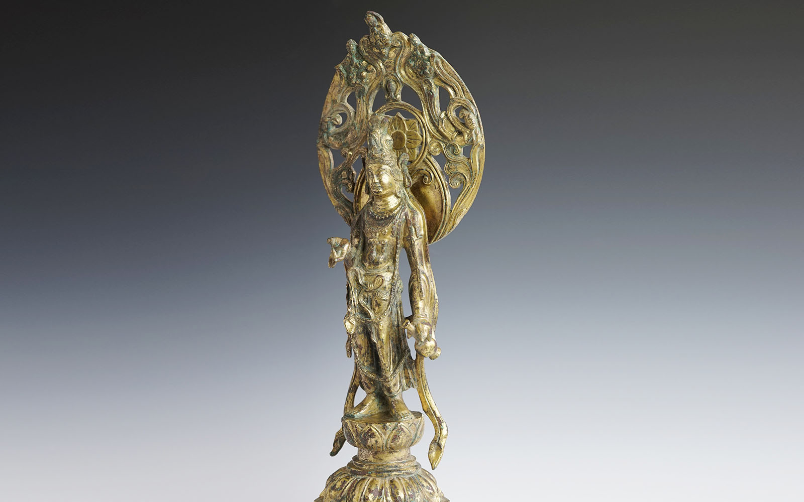 唐 銅鎏金立觀音 Gilt-bronze Avalokitesvara bodhisattva, Tang dynasty (618-907 CE), h32cm